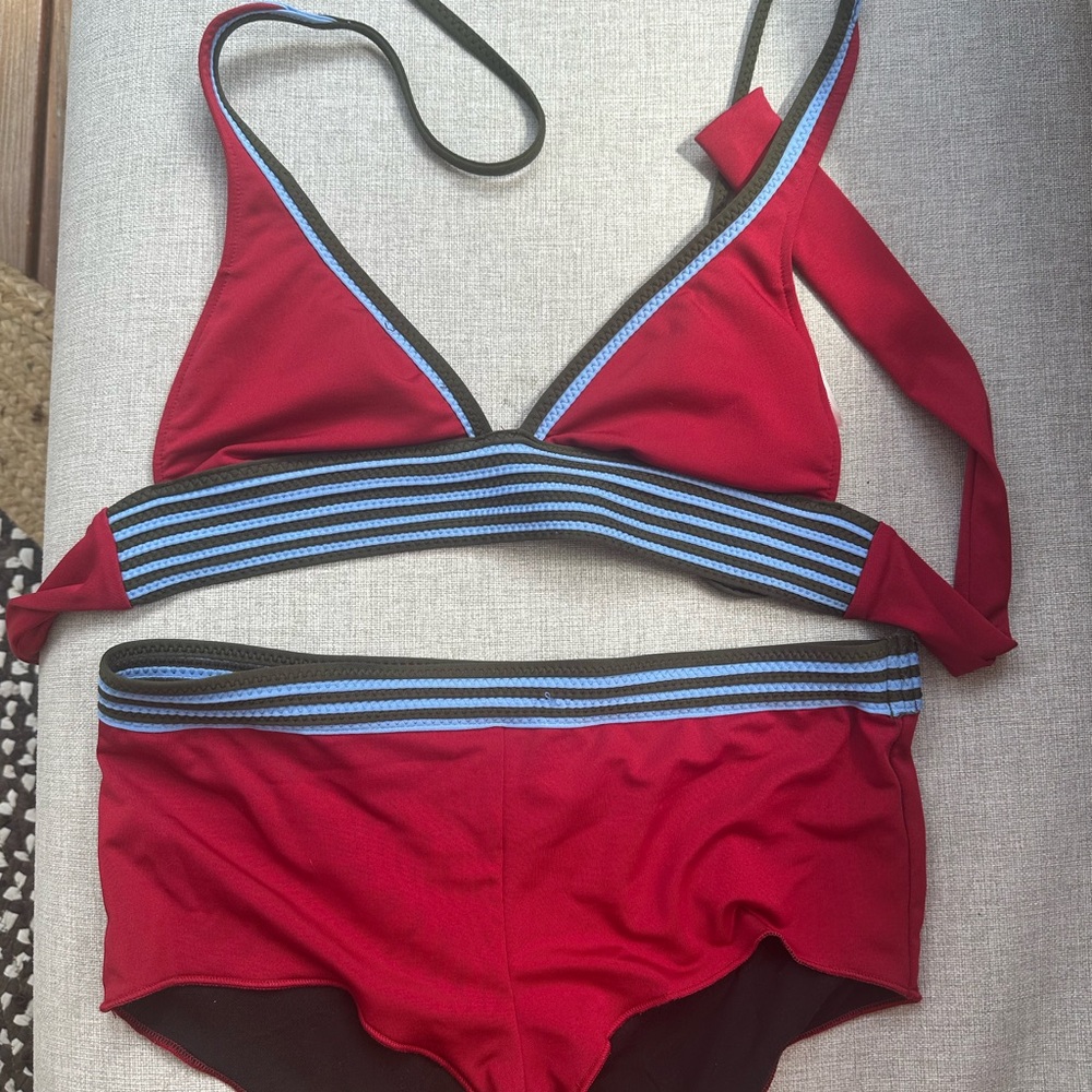 Lucky Brand Red and Blue Bikini